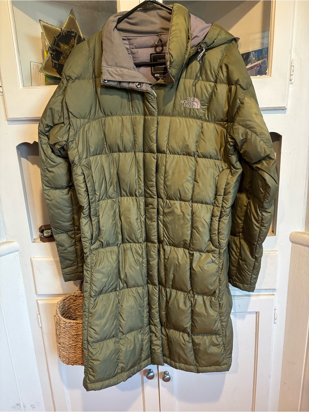 The North Face Women's Olive Green Quilted Long Puffer Coat